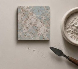Campione fisico della texture con spatola e polvere minerale