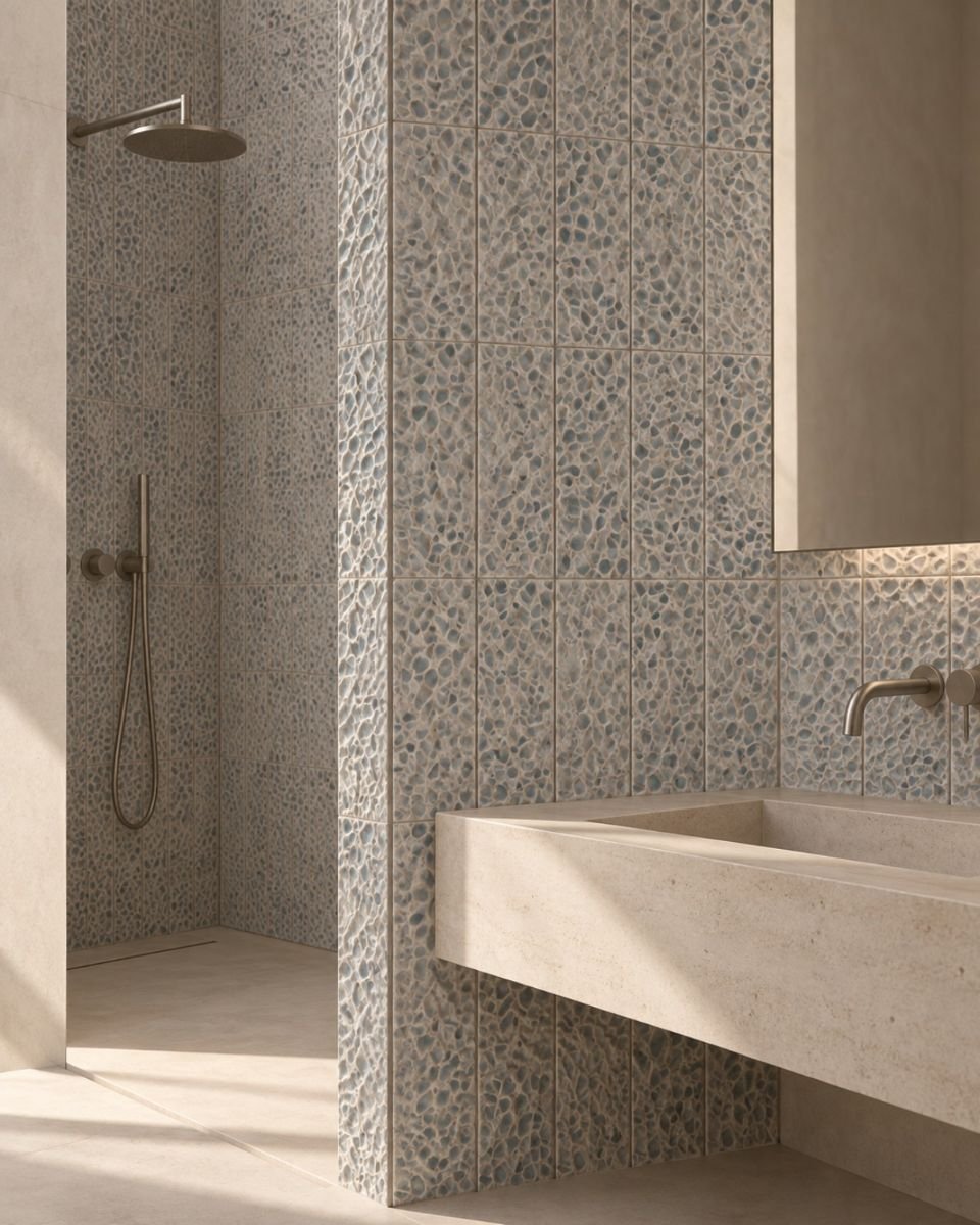 Studio applicativo di Èlia in un bagno contemporaneo