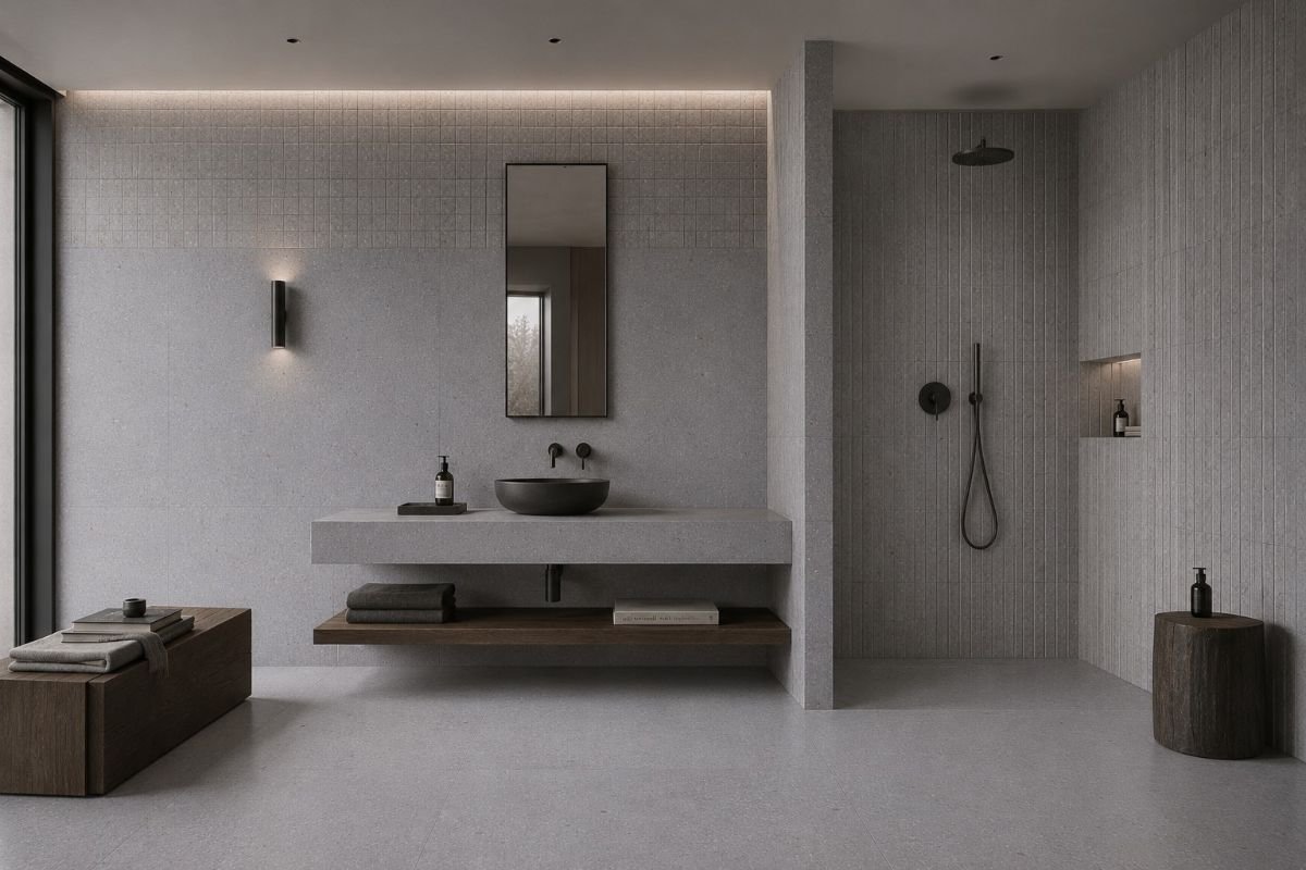 Studio applicativo generale di Tellus in un bagno contemporaneo